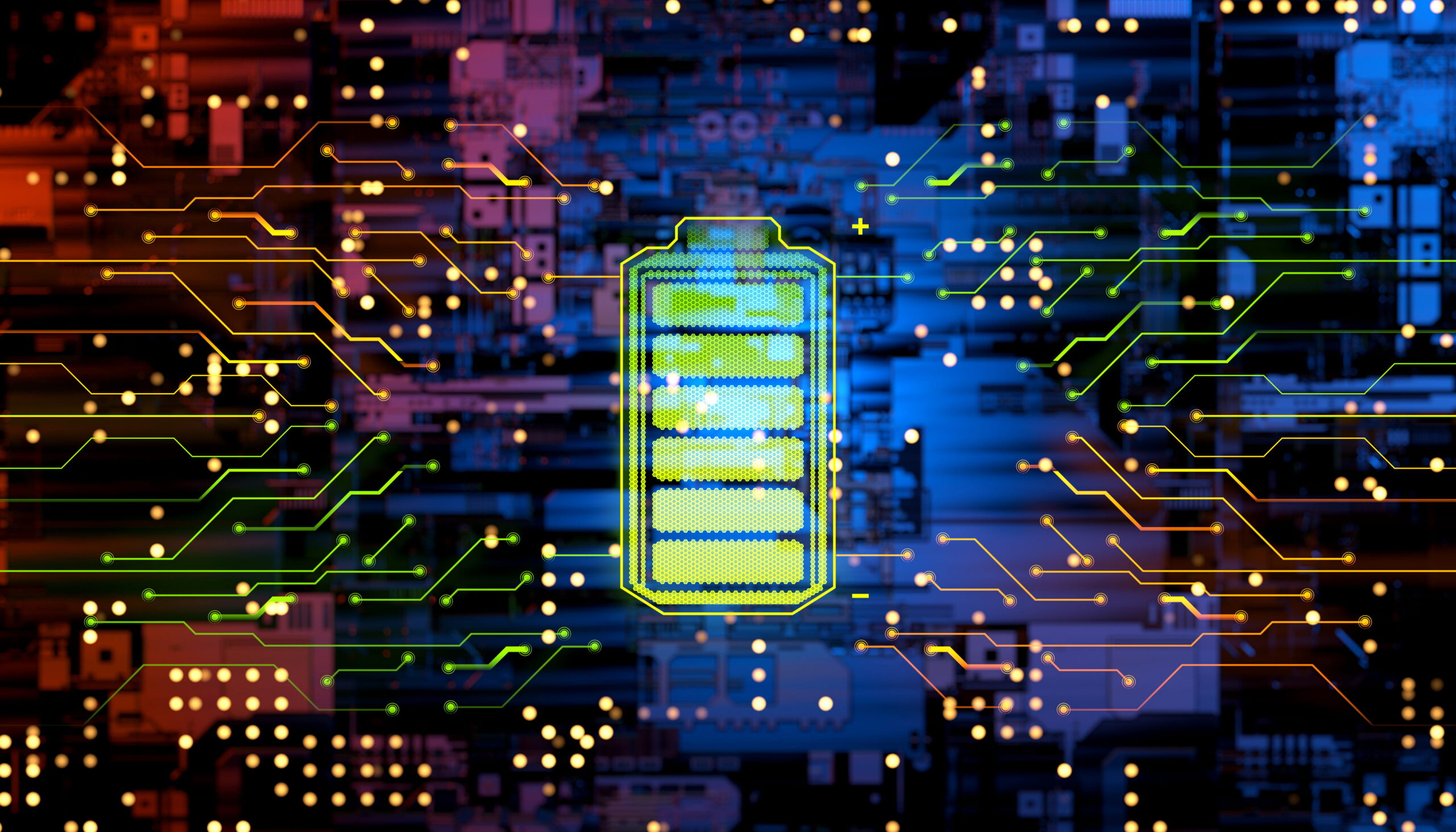 Battery illustration of the gut, thyroid, and mitochondria as interconnected energy circuits, representing the gut-thyroid-mitochondria connection for natural thyroid and Hashimoto's support.