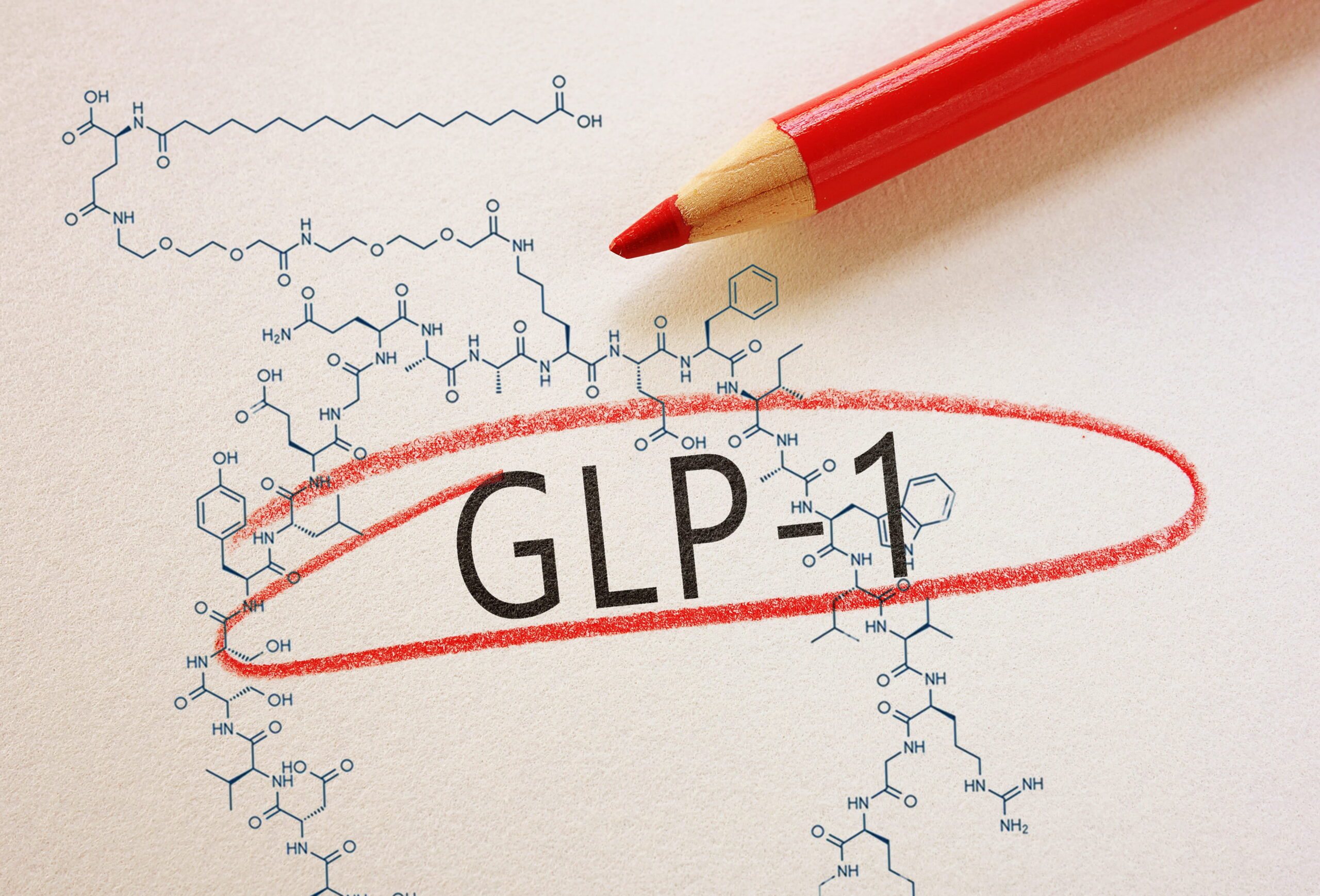 Image of GLP-1s chemical structure to introduce discussion on weight regain after stopping GLP-1
